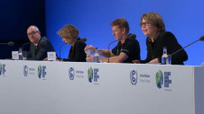Pictured: A panel from the UN's Government Office for Science, put on to set the scene for the day